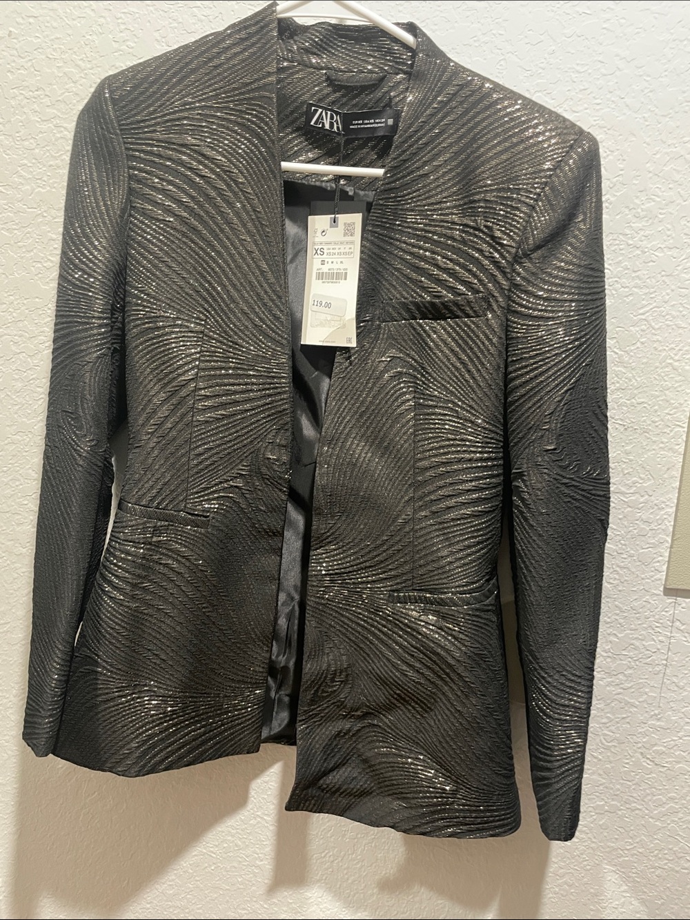 Zara Black Shimmery Textured Blazer
